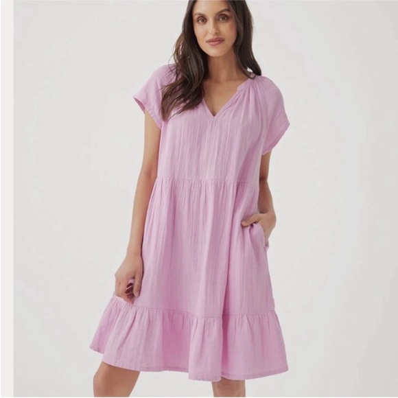 Pact Dresses & Skirts - PACT organic cotton coastal double gauze throw-and-go dress lilac pink size XL